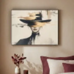 Vrouw - Hoed - Verf Textielframe - compleet frame klein -sfeer1