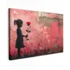 Graffiti - Meisje - Roze - Street art - Roos - Banksy canvas 2cm klein -z3d