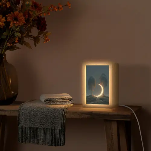 Maan - Bomen - Wandeling Light Box met kabel (Tafellamp) klein -sfeer4