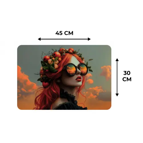 Vrouw - Kroon - Tomaat - Bascilicum - Zonnebril Placemat vinyl groot -specs
