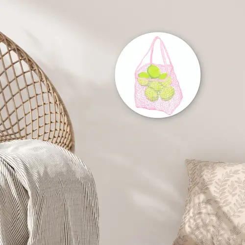 Netzakje - Roze - Illustratie - Limoenen Wandcirkel kunststof plaat 5mm dik klein -sfeer5