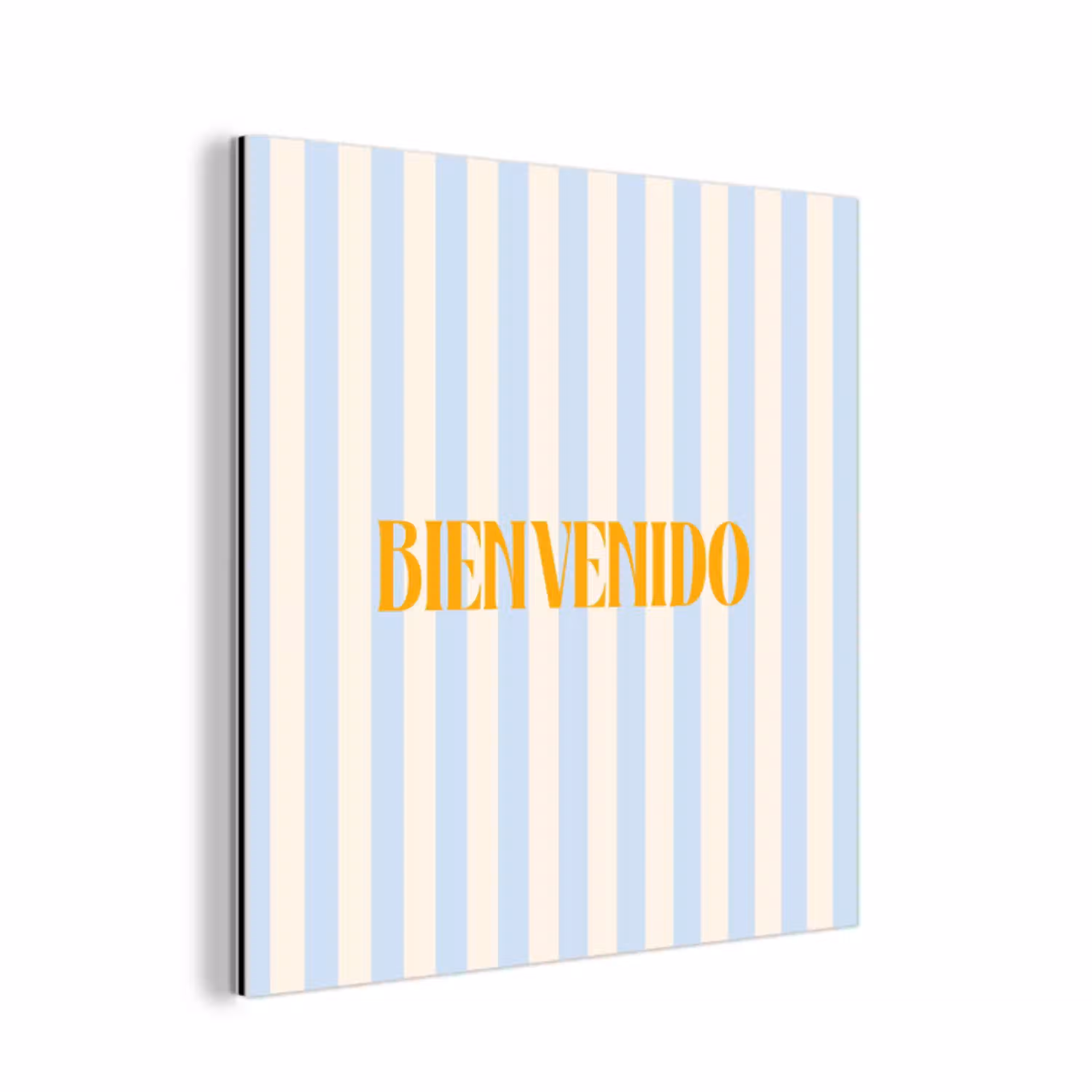Oranje - Blauw - Strepen - Bienvenido aluminium wit klein -3d