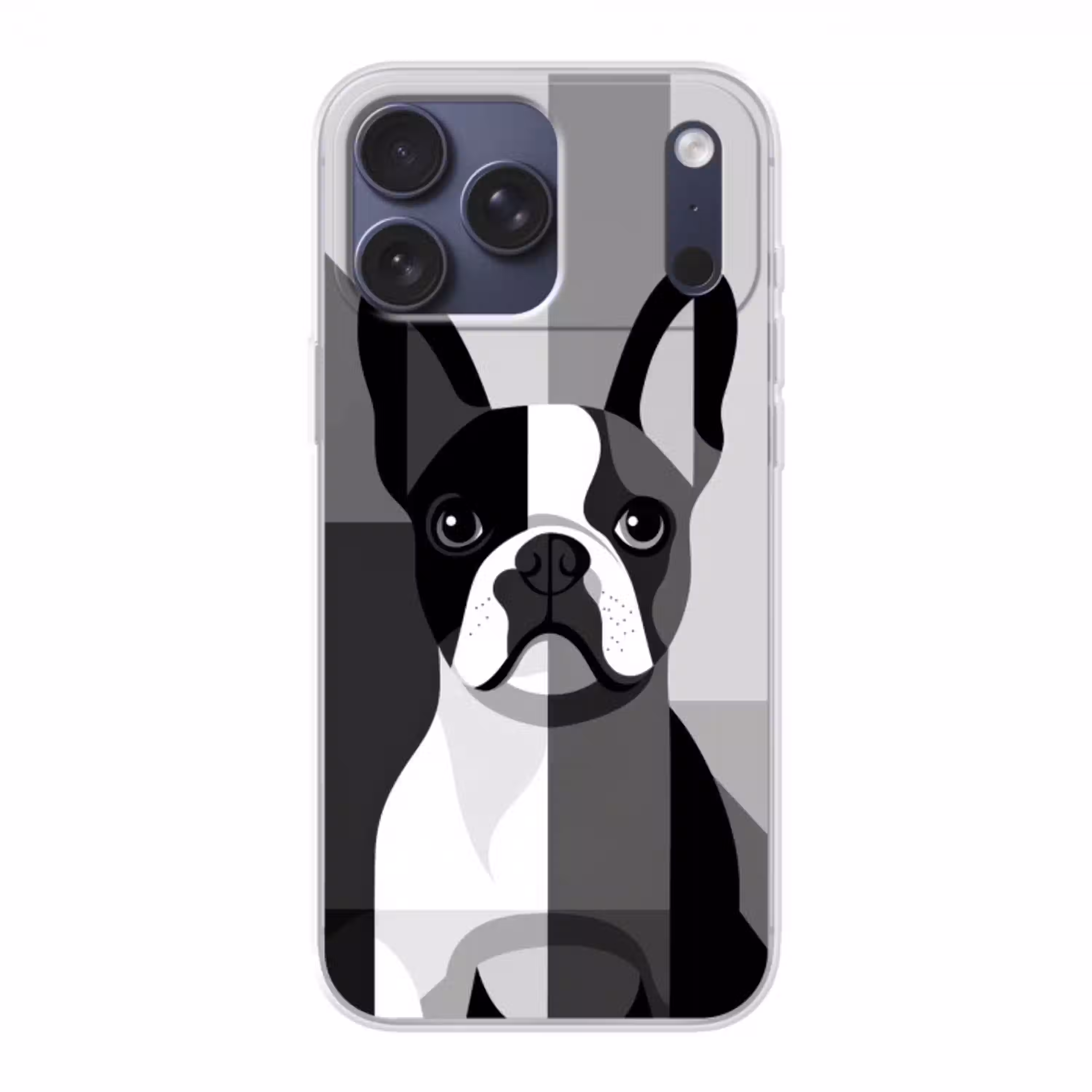 Buldog - Zwart - Abstract - Vlakken Telefoonhoesje iPhone 17 Pro Max klein -3d