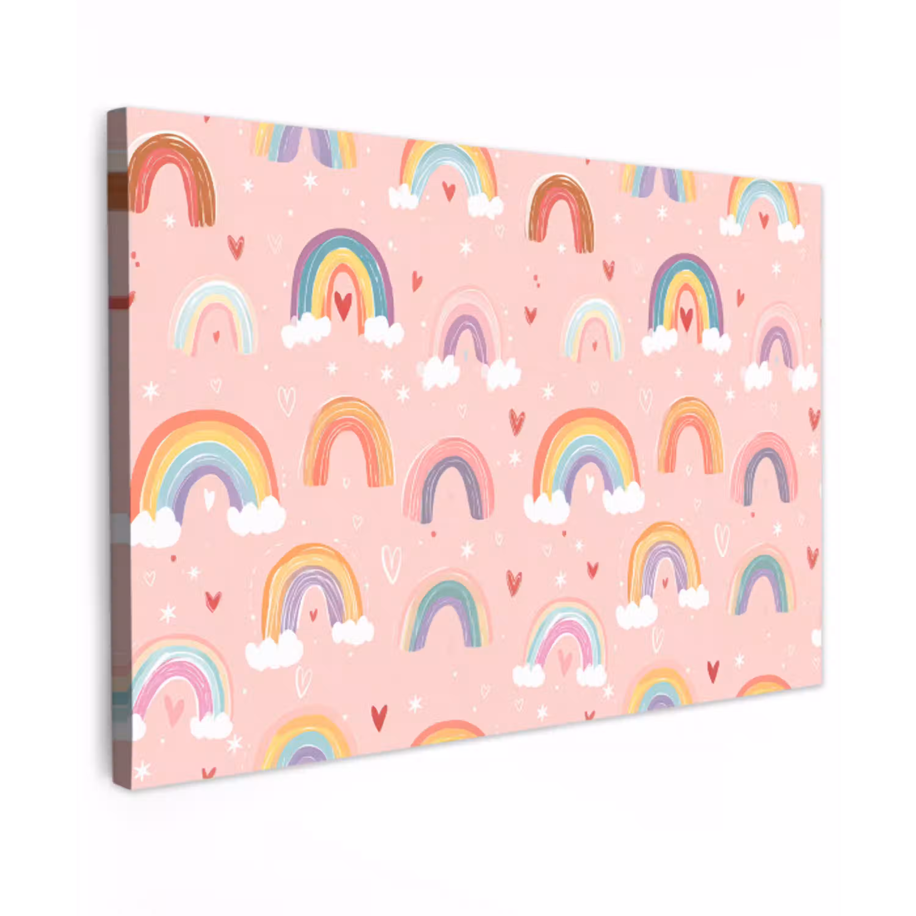 Regenboog - Patroon - Pastel - Handgetekend canvas 2cm klein -z3d