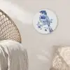 Vogel - Delfts blauw - Illustratie - Bloemen Akoestische PET Vilt - Rond klein -sfeer4