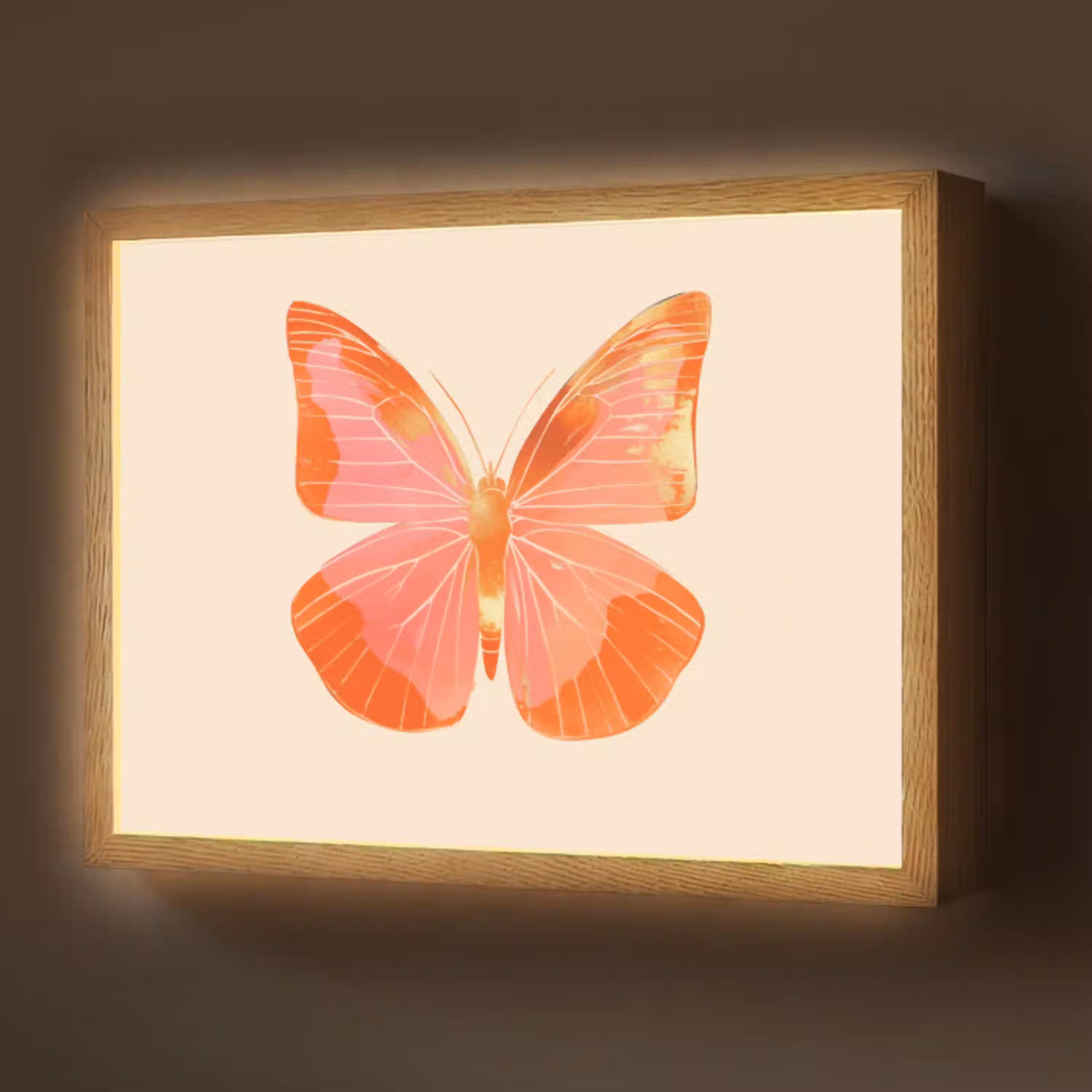 Vlinder - Minimalistisch - Roze Light Box met batterij (Wandlamp) middel -z3d_website