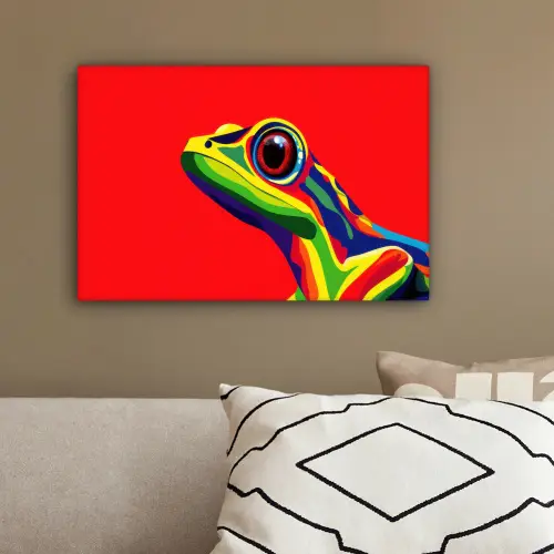 Kikker - Kleurrijk - Strepen - Ogen canvas 2cm klein -sfeer3
