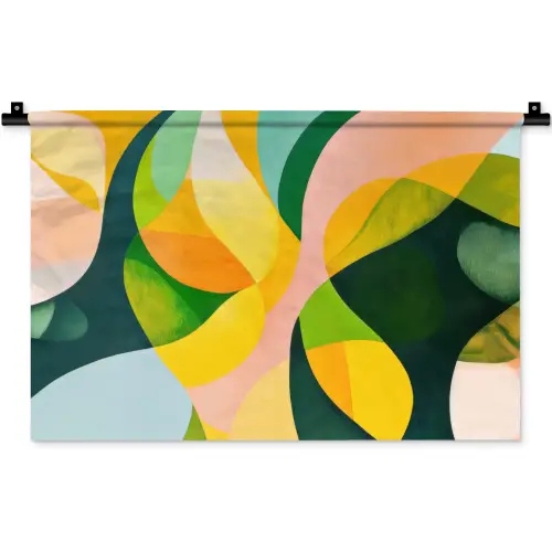 Abstract - Geel - Roze - Groen Wandkleed katoen klein -zz3d