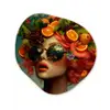 Vrouw - Sinaasappel - Bessen - Oranje Wandcirkel Organisch Aluminium middel -3d
