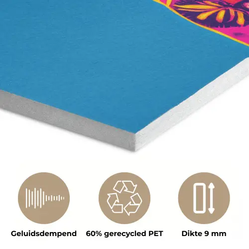 Muis - Kimono - Bloemen - Blauw PET vilt klein -closeup_NL