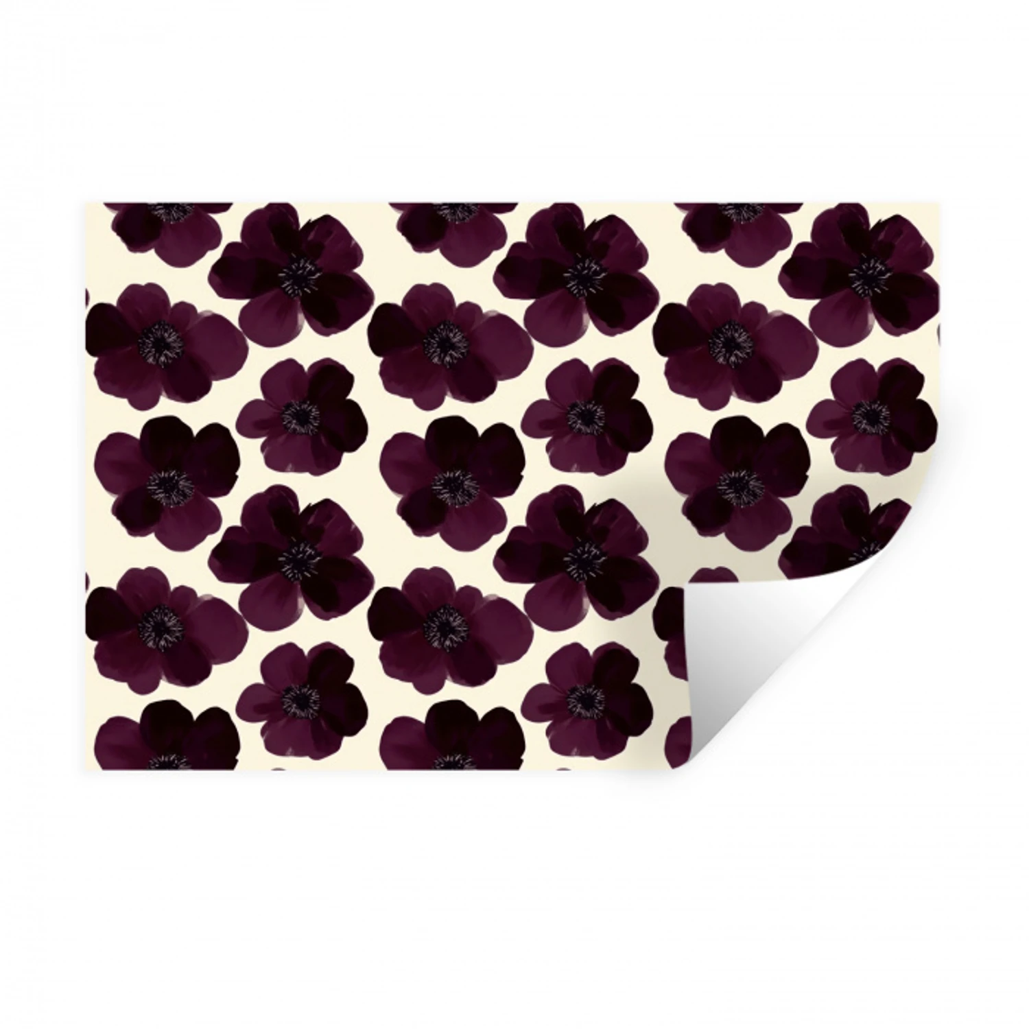 Bloemen - Aquarel - Paars Muursticker klein 286 -3d