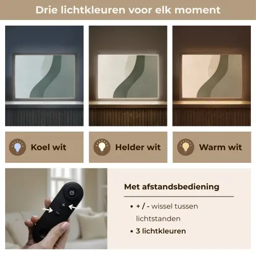 Japandi - Groen - Abstract - Modern Light Box met batterij (Wandlamp) middel -USP_lichtkleurNL