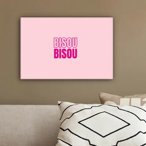 Bisou - Roze - Minimalistisch canvas 2cm klein -sfeer3