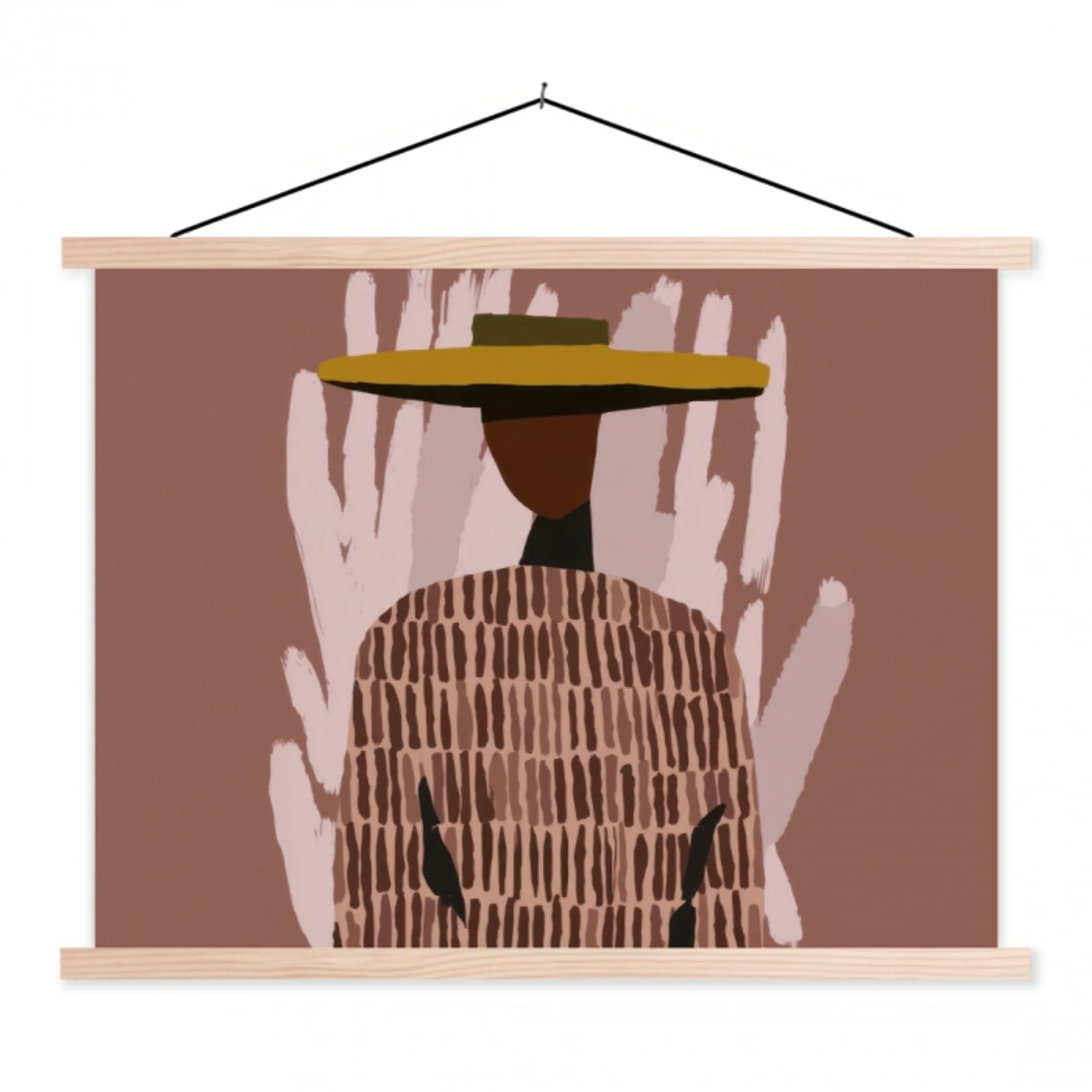 Abstract - Figuur - Illustratie - Hoed textielposter latten blank klein -3d