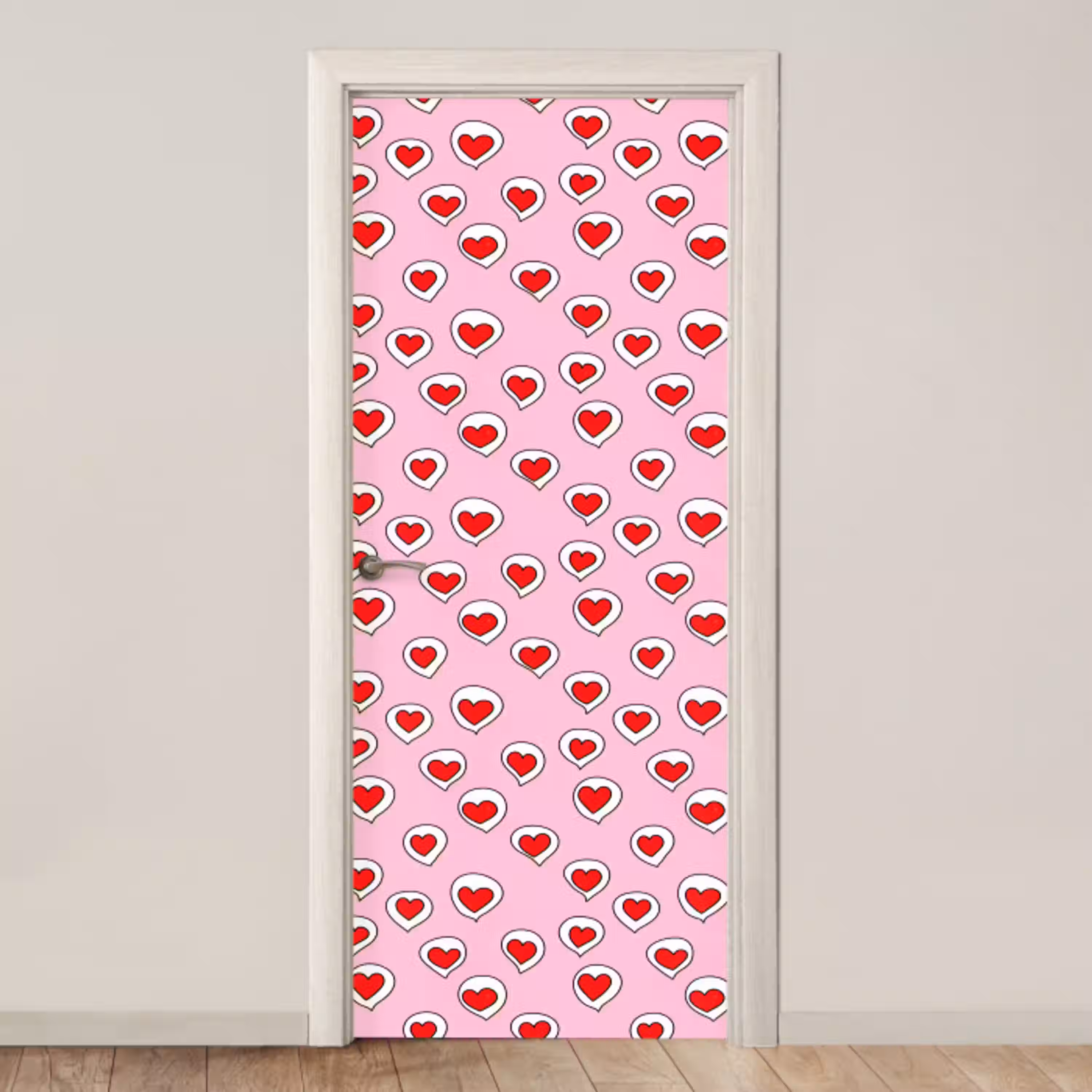 Hartjes - Patroon - Rood deurposter klein 289 -3d_beige