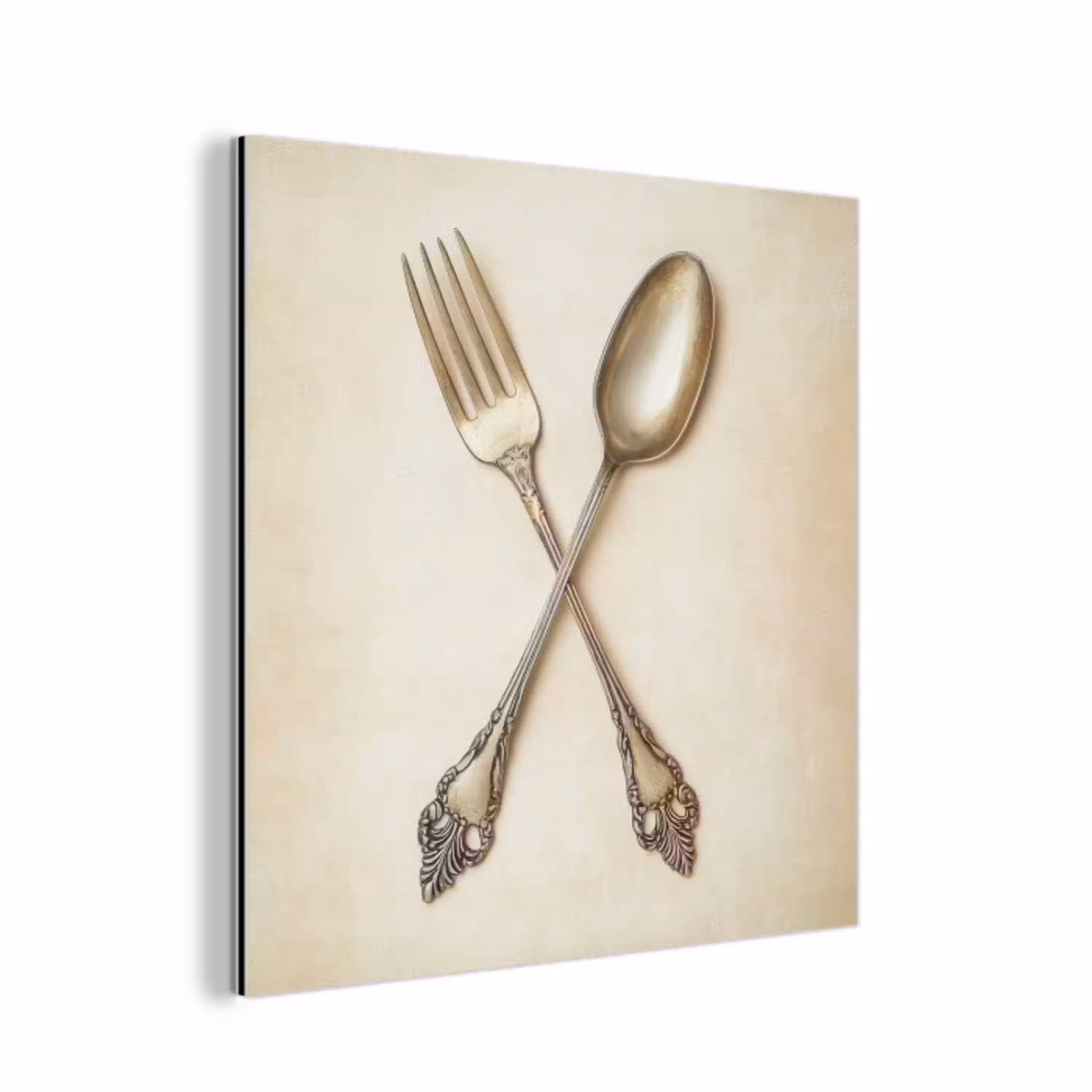 Beige - Vintage - Bestek aluminium wit klein -3d