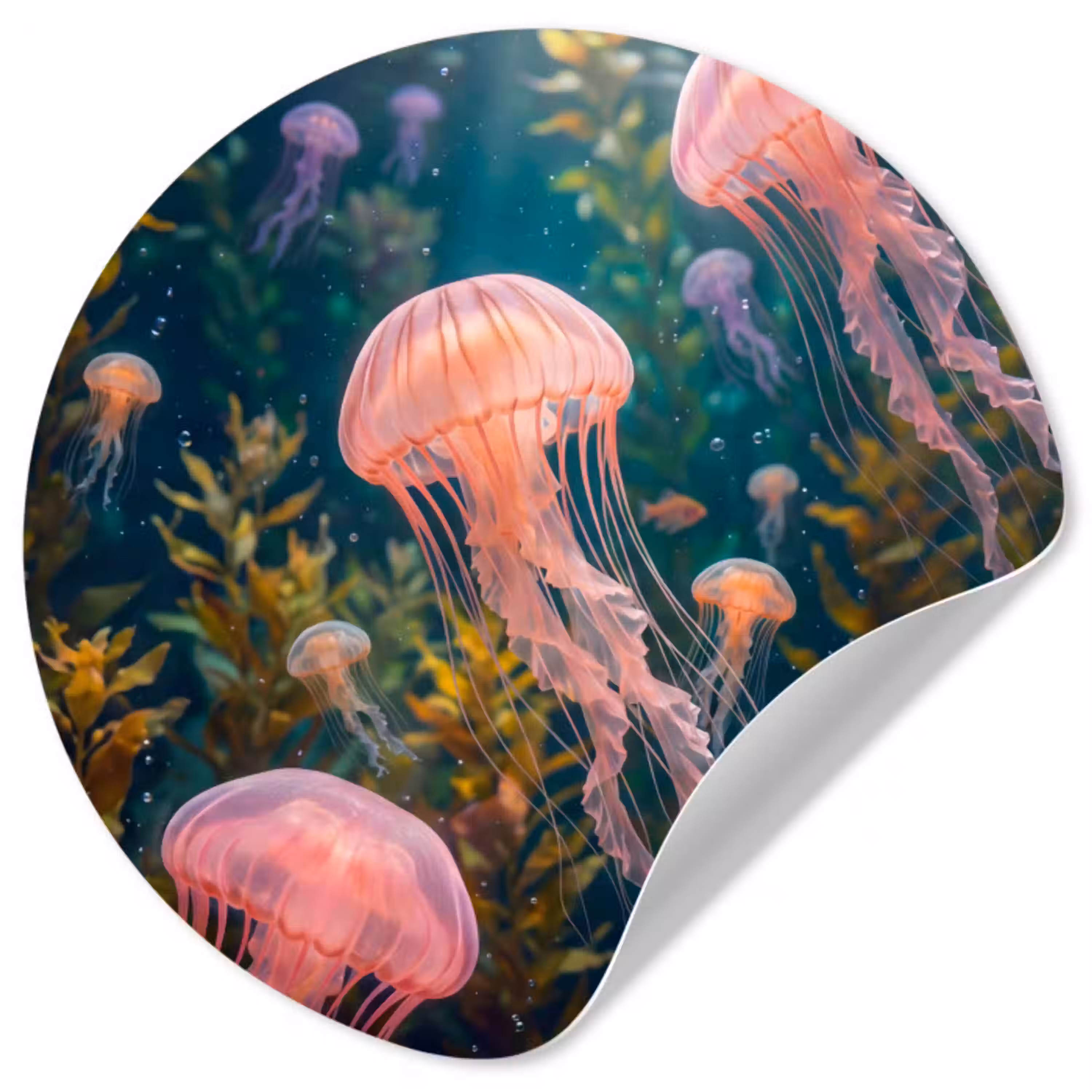 Kwal - Roze - Onderwater - Zeeleven - Dieren Wandcirkel behangsticker klein -3d