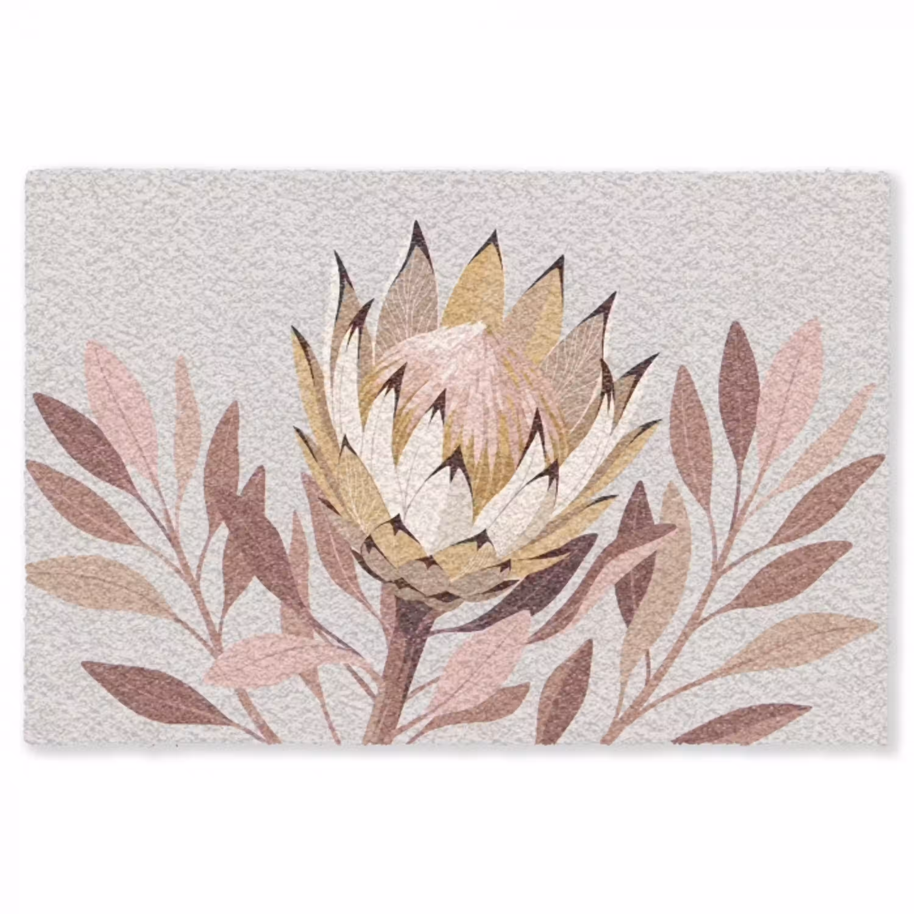 Protea - Bloem - Botanisch - Beige Vloerkleed Rechthoek klein -3d