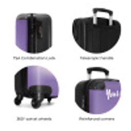 Gele auto met roze vlammen NBS - Handbagage koffer - Kinderen Unisex middel zzzzzzzbolletjes_ENG