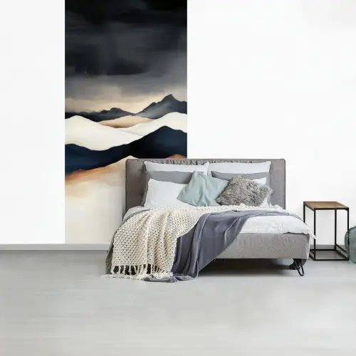 Bergen - Donkerblauw - Landschap fotobehang vinyl groot -slaapkamer