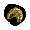 Croissant - Brood - Goud - Zwart Wandcirkel Organisch Plexiglas middel -3d