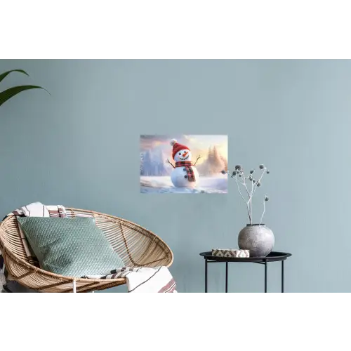Sneeuwpop - Zonsondergang - Wit Muursticker klein -plant