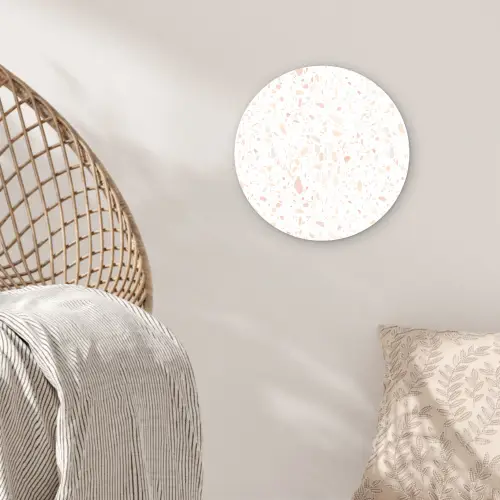 Terrazzo -  Patroon - Wit - Perzik Wandcirkel plexiglas klein 852 -sfeer5