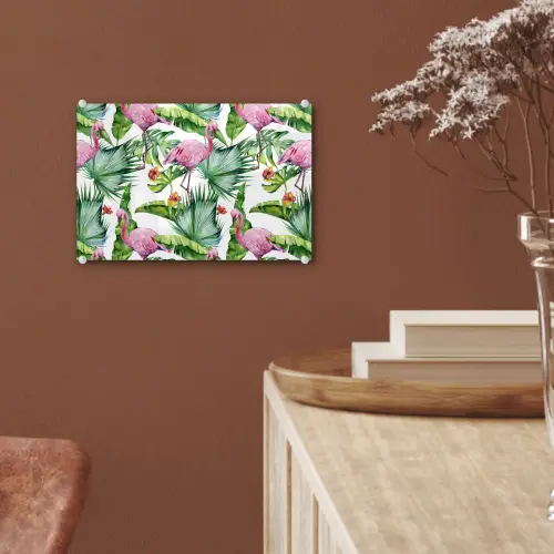 Flamingo - Bloemen - Bladeren - Jungle - Tropical plexiglas 5mm klein -sfeer5