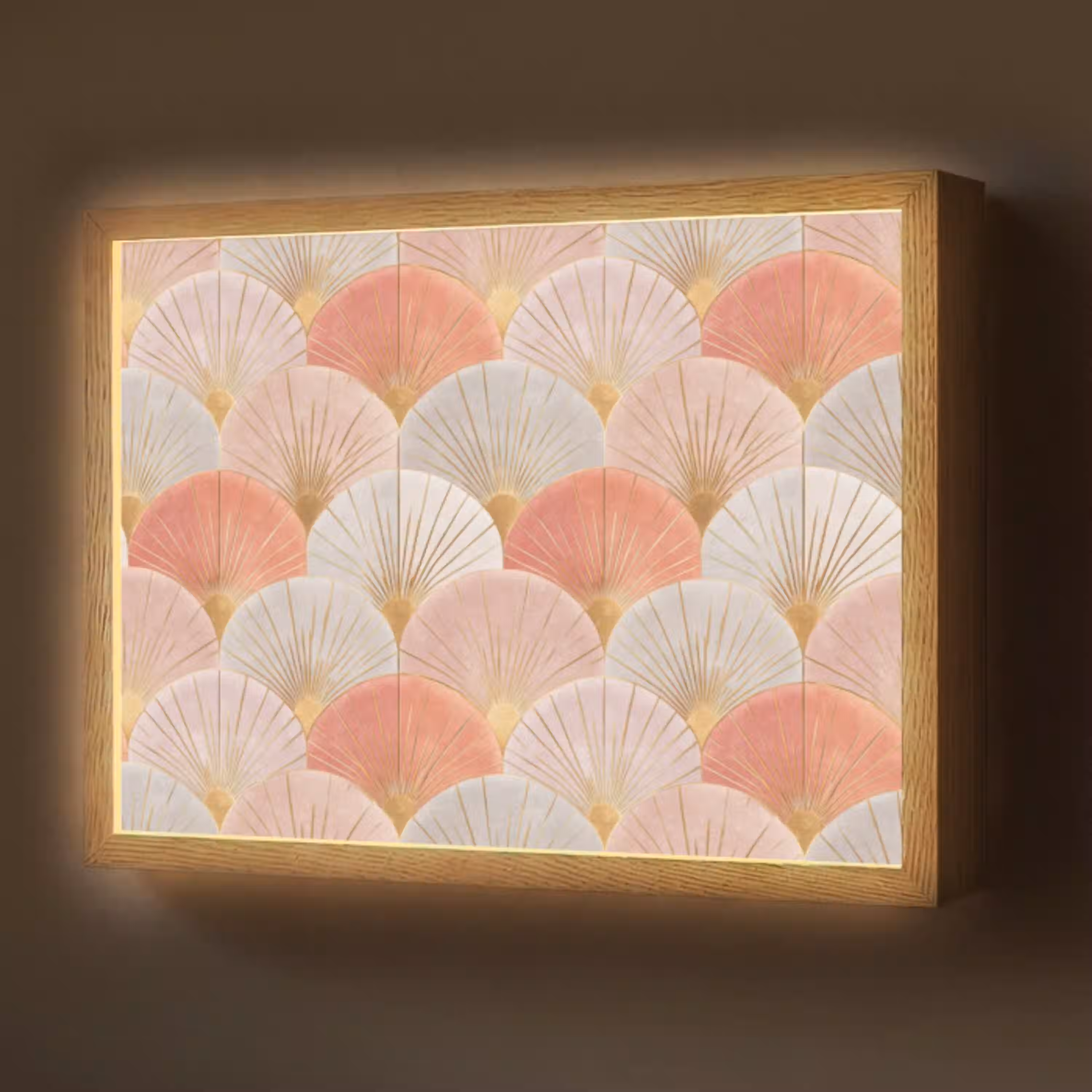Waaiers - Goud - Roze Light Box met batterij (Wandlamp) middel 907 -z3d_website