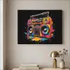 Radio - Graffiti - Box - Kleuren - Zwart Textielframe zwart klein -sfeer2