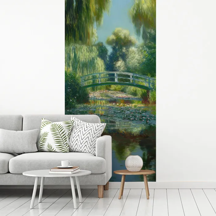 Brug - Hout - Vijver - Waterlelies fotobehang vinyl groot -woonkamer