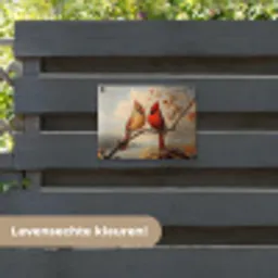 Vogels - Rood - Tak - Herfstbladeren tuinposter los doek klein -sfeer3