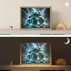 Monstertruck - Bliksem - Blauw - Jongens - Auto Light Box met batterij (Wandlamp kind) middel -sfeer3_kind