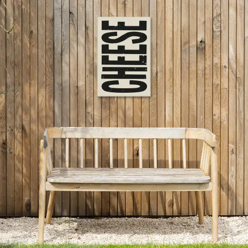 Kaas - Decoratie - Beige - Cheese Tuinposter op houten frame 2 cm dik klein -sfeer4