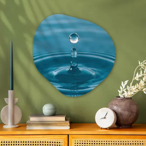 Waterdruppel - Water - Oppervlakte Wandcirkel Organisch Aluminium middel -sfeer2
