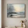 Strand - Zee - Zonsondergang Textielframe zwart klein -sfeer2