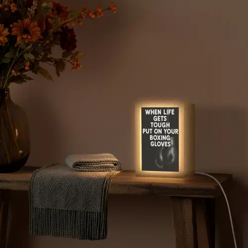 Tekst - Bokshandschoenen - Wit Light Box met kabel (Tafellamp) klein -sfeer4
