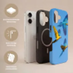 Papagaai - Vliegen - Blauw - Geel Toughcase MagSafe Apple iPhone 17 klein -USP_Lagen_NL
