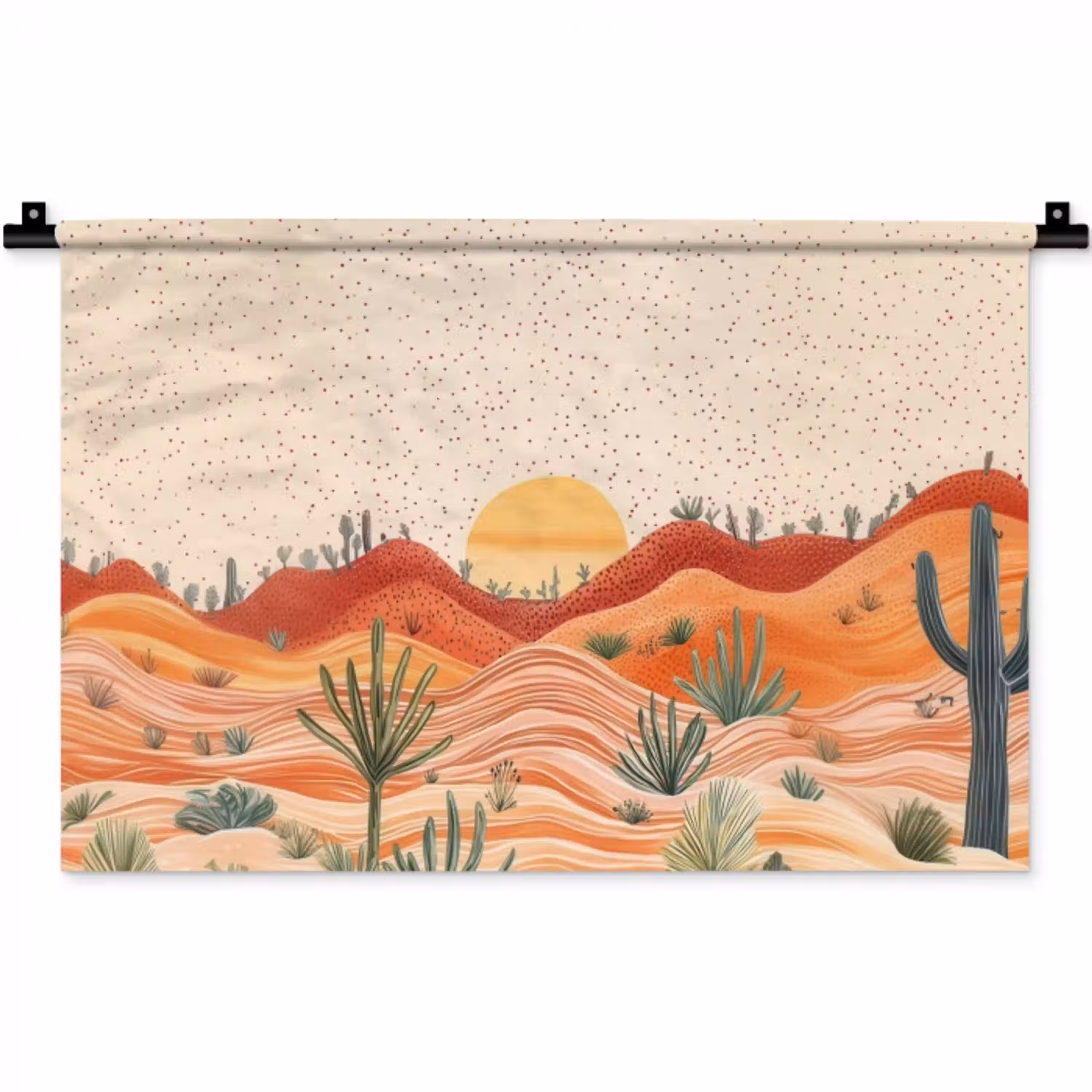 Landschap - Heuvels - Zonsondergang Wandkleed katoen klein -zz3d