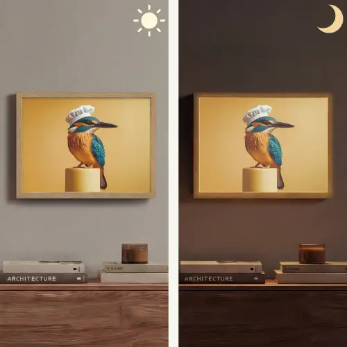 Ijsvogel - Pilaar - Koksmuts - Vogel Light Box met batterij (Wandlamp) middel -sfeer3