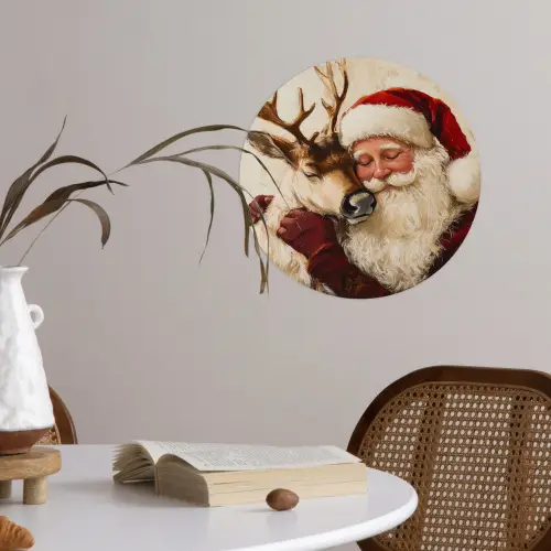 Kerstman - Rendier - Kerst - Christmas Wandcirkel behangsticker klein -sfeer3