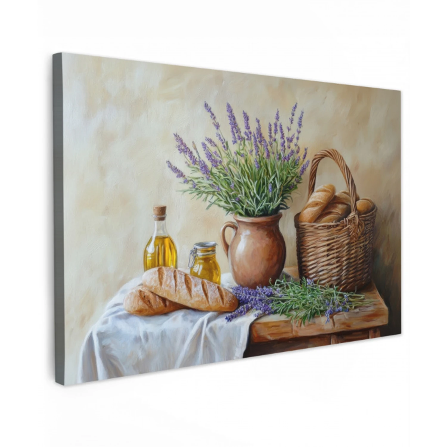 Lavendel - Brood - Stilleven Tuinposter op houten frame 2 cm dik klein -3d