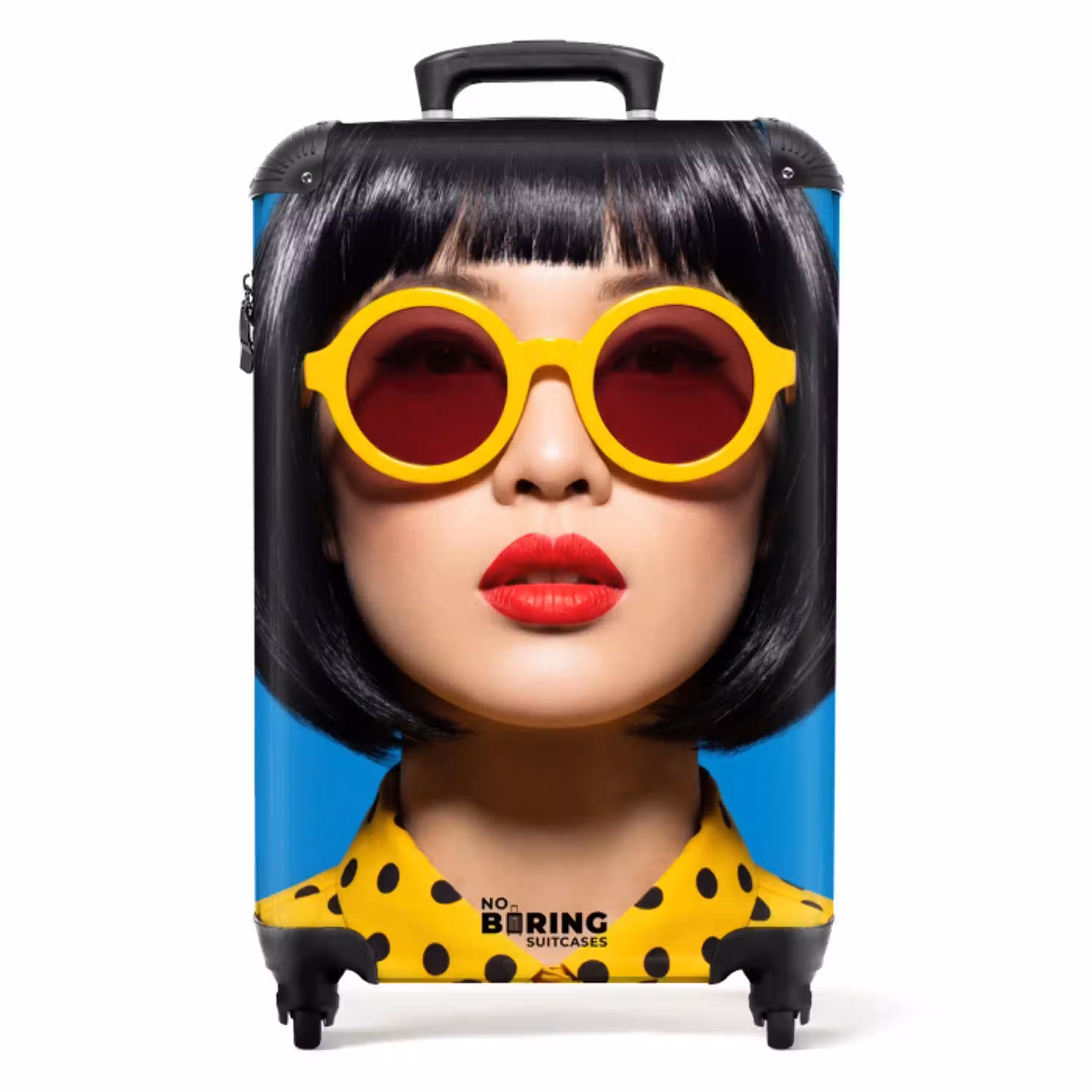 Vrouw - Zonnebril - Pop Art - Portret - Geel NBS - Handbagage koffer - Volwassenen Unisex middel -productfoto_recht