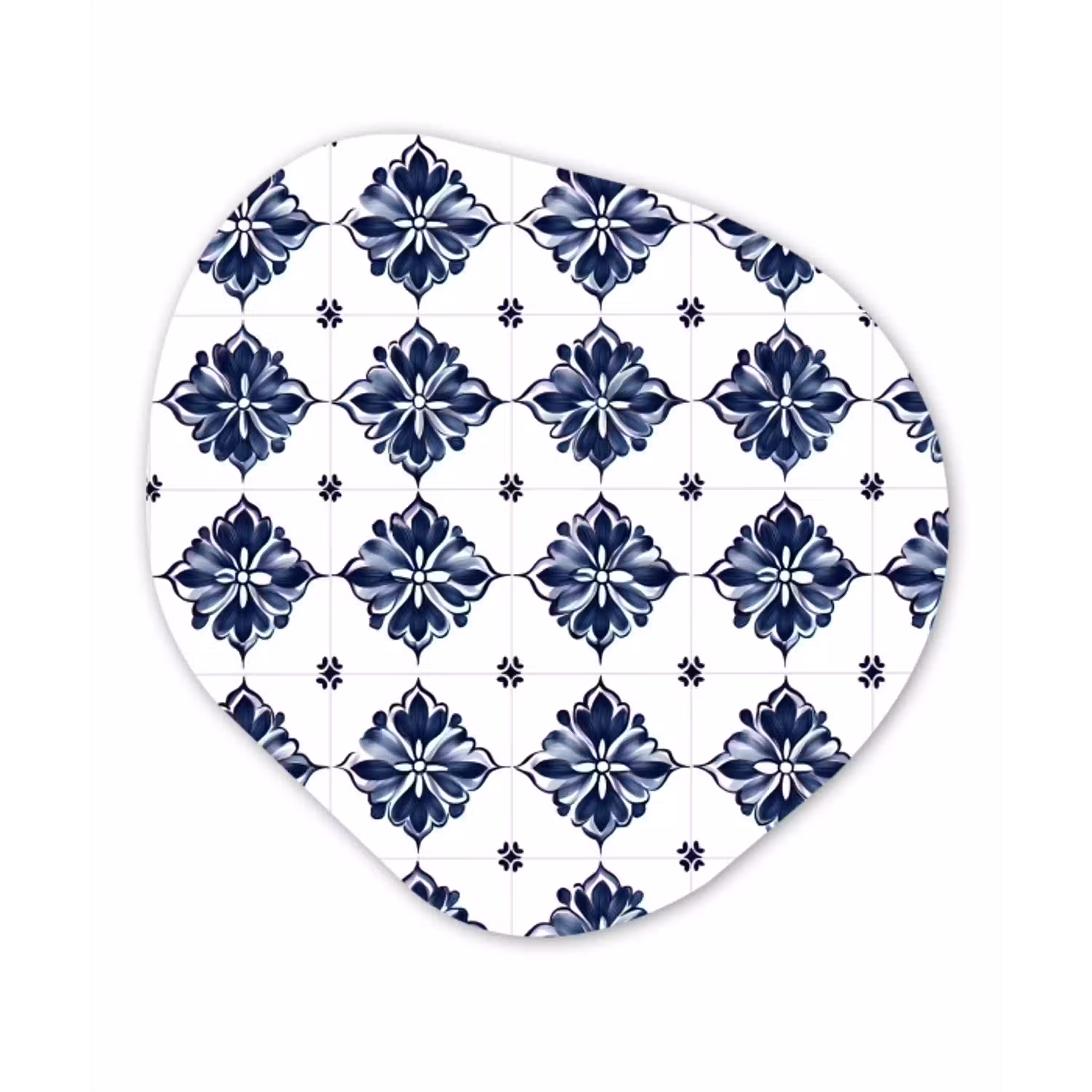 Tegelmotief - Blauw - Wit - Bloem Wandcirkel Organisch Forex 3mm klein 629 -3d
