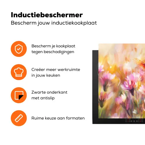 Vlinders - Oranje - Bloemen Inductie beschermer vinyl 3mm klein -zzzzzzz-td-ups