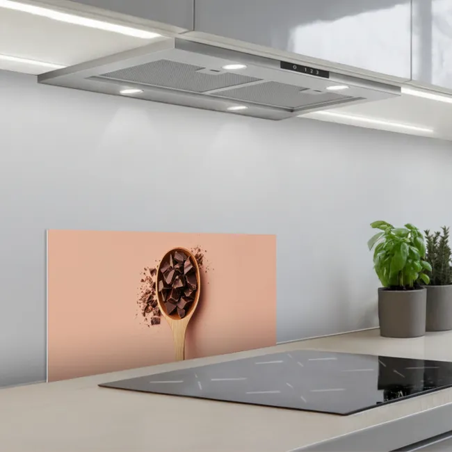 Chocola - Hout - Lepel keuken achterwand spatscherm klein -3d_schuin