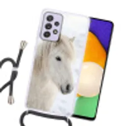 Paard - Kop - Winter - Dieren - Wit Hoesje Samsung Galaxy A52 5G met koord klein -sfeer1