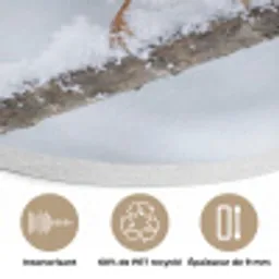 Vogeltje - Sneeuw - Tak - Winter - Zacht Akoestische PET Vilt - Rond klein -closeup_FR
