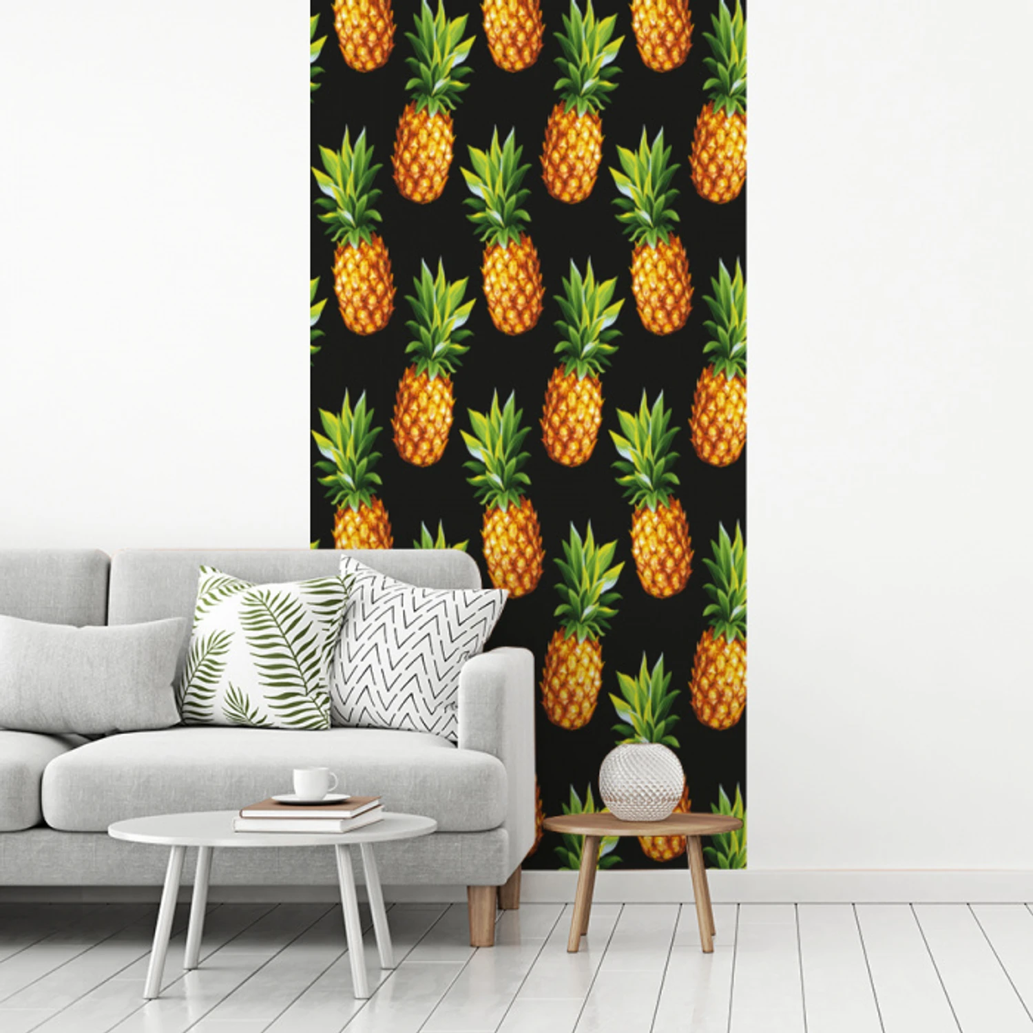 Tropische - Ananas - Zwart fotobehang vinyl groot 64 -woonkamer