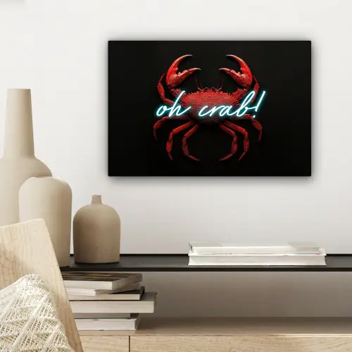 Krab - Rood - Neon - Quote canvas 2cm klein -sfeer6